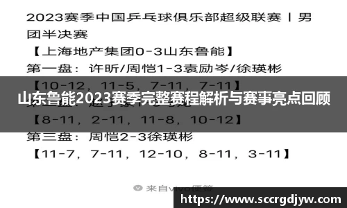 山东鲁能2023赛季完整赛程解析与赛事亮点回顾